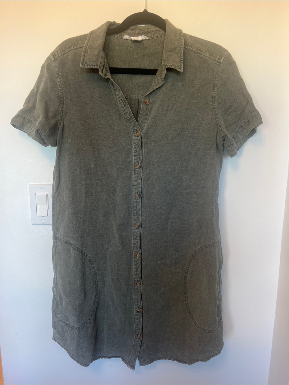 Lucky Brand Olive Green Button-Down Dress